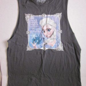 Disney Women Junior Charcoal Top Tee Shirt  Size L